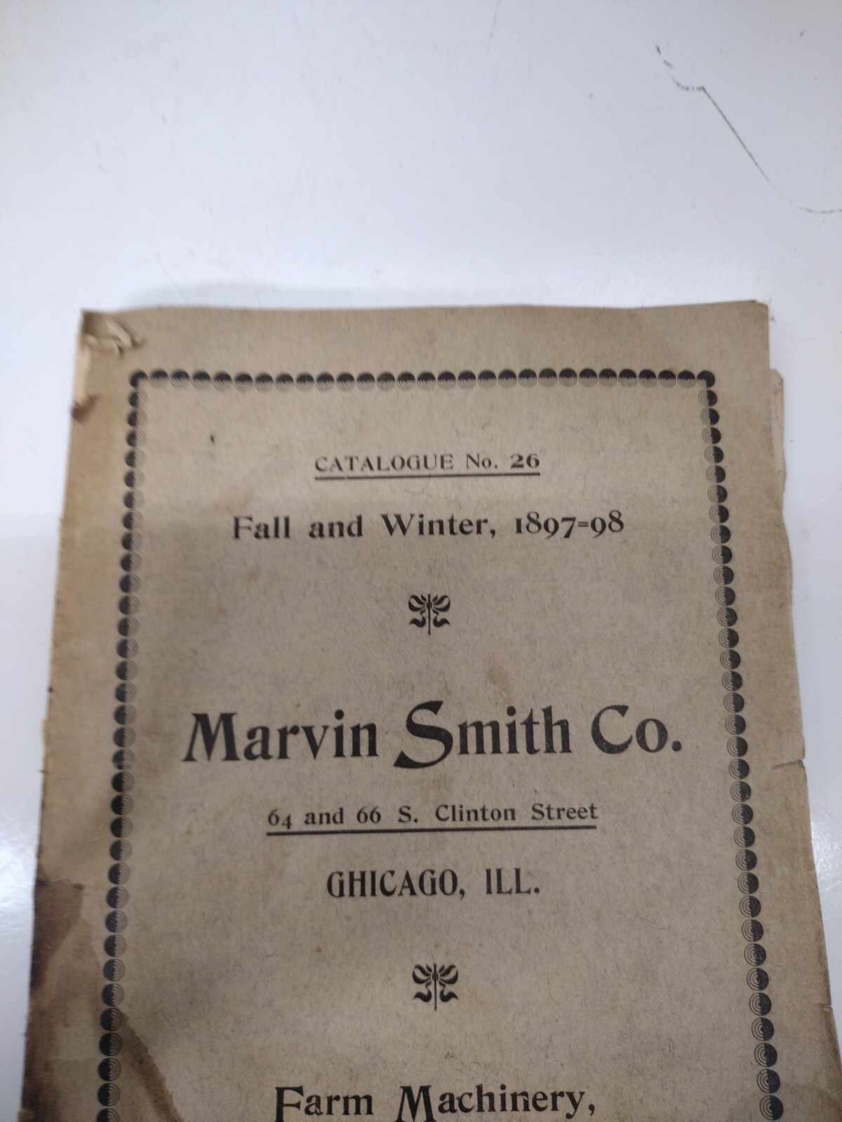 1897-98 Antique Marvin Smith Co. Farm Machinery, Ag Implements And Supplies Book