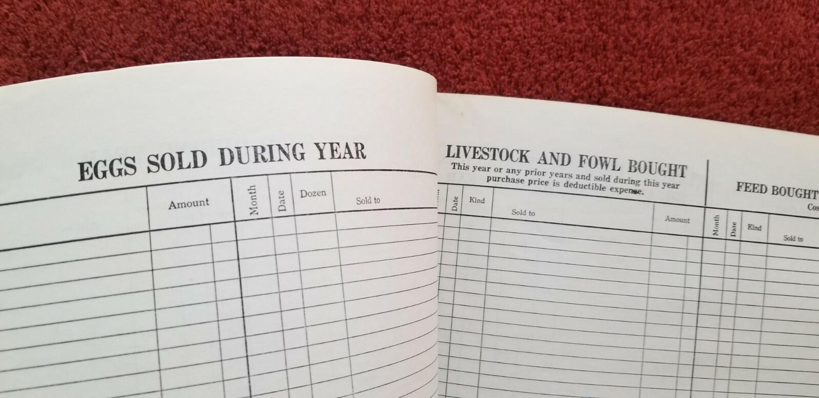 Coast to Coast Farm Record Book 1950 Agriculture Farmers Income Tax Blank Record