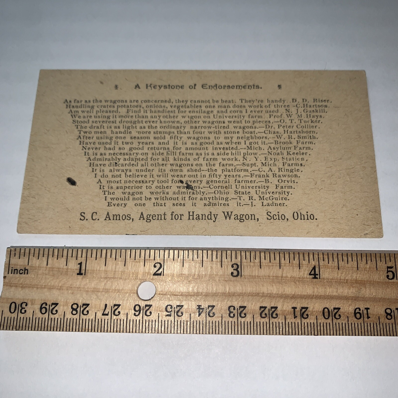 Vintage Advertising Card Farmer’s Handy Wagon Farming Equipment Scio Ohio
