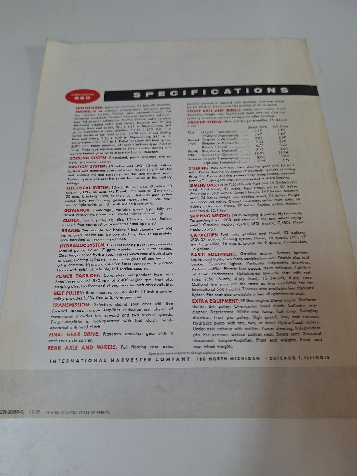 McCormick Farmall 660 Tractors Booklet Advertising Brochure