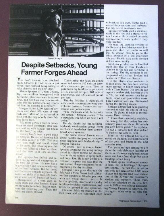 Original 1980 Farmlife Photo Article Features Slaton Sprague of Union County KY