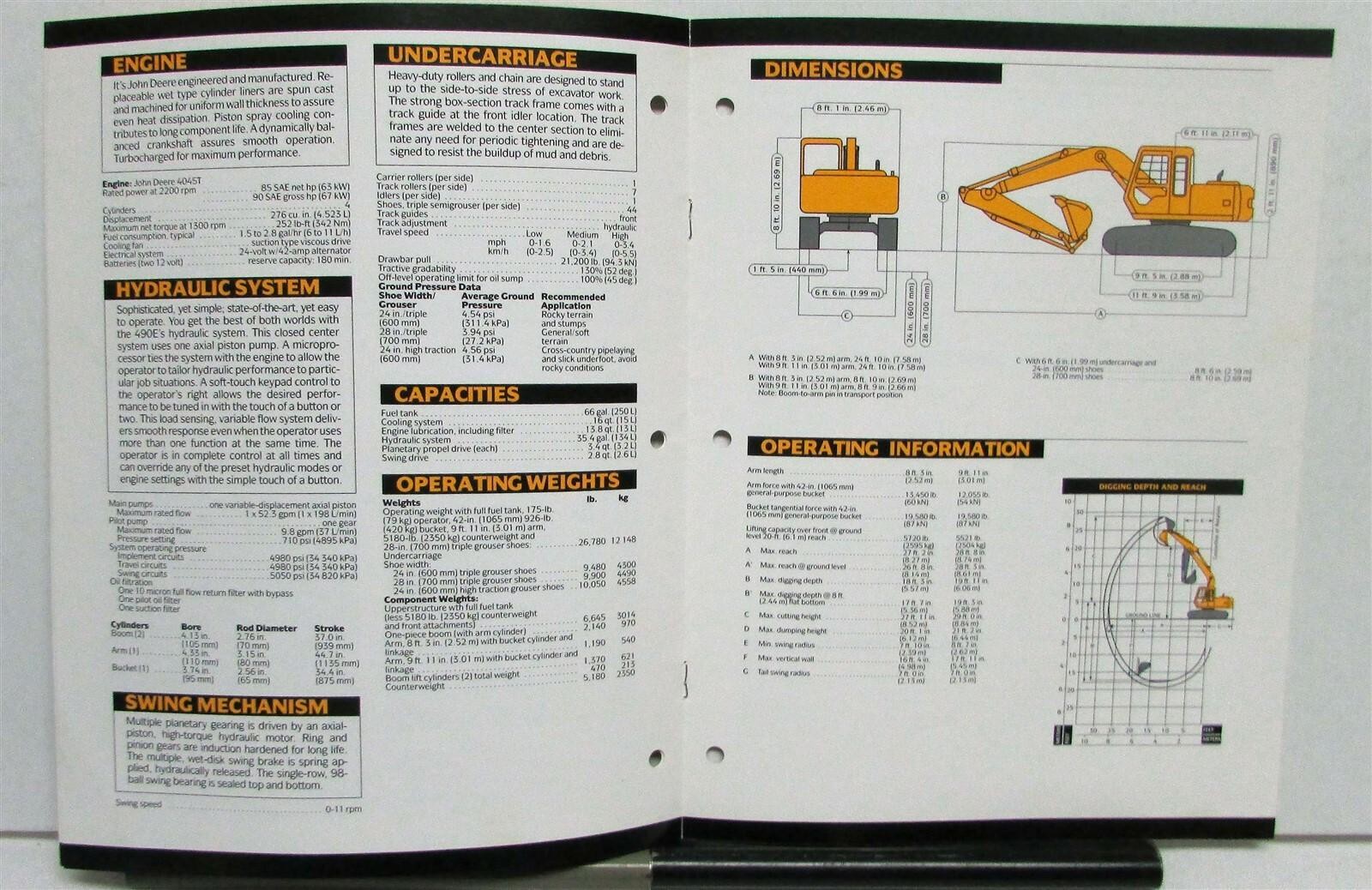 1992 Caterpillar 490E Excavator Construction Sale Brochure