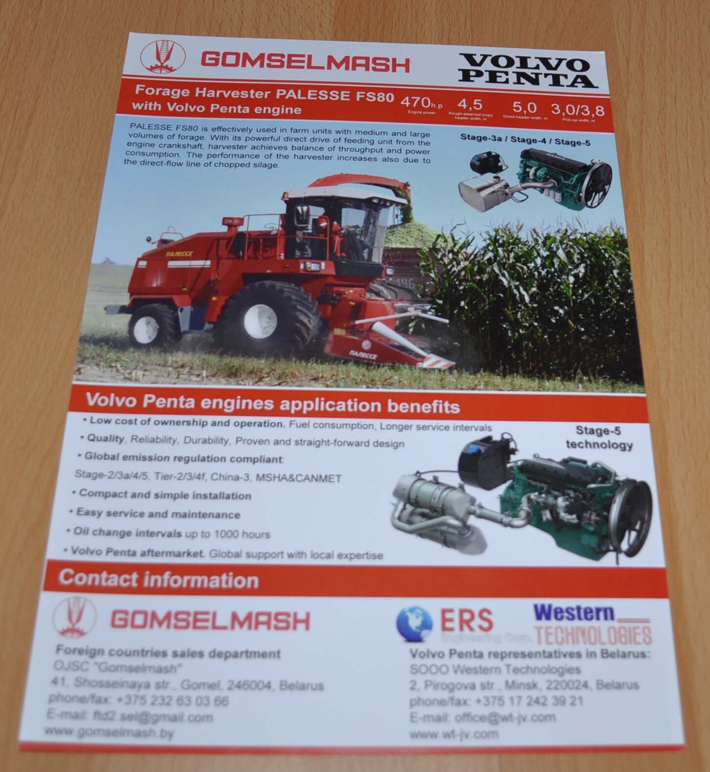 Gomselmash Volvo Penta Combine Harvester Russian Agricultural Brochure Prospekt