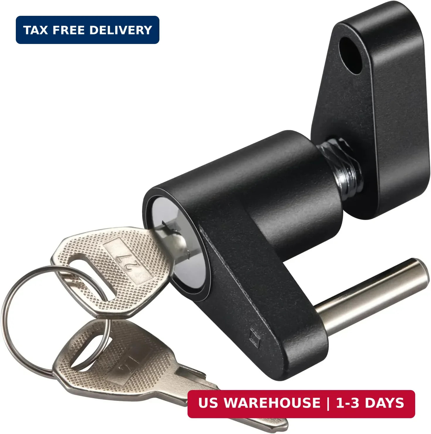 CZC AUTO Black Trailer Hitch Coupler Lock, Dia 1/4 Inch, 3/4 Inch Span for Tow B