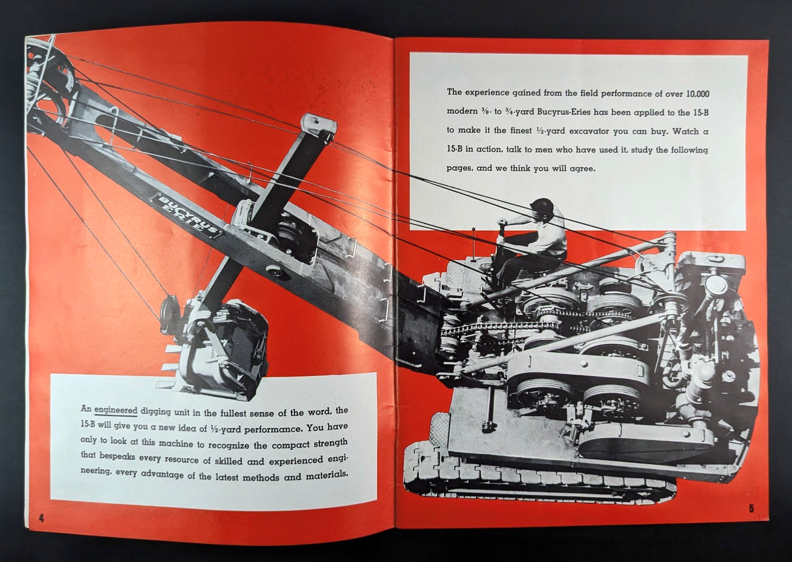 1955 Bucyrus Erie 15-B Brochure Bulletin Shovel Dragline Crane Dragshovel