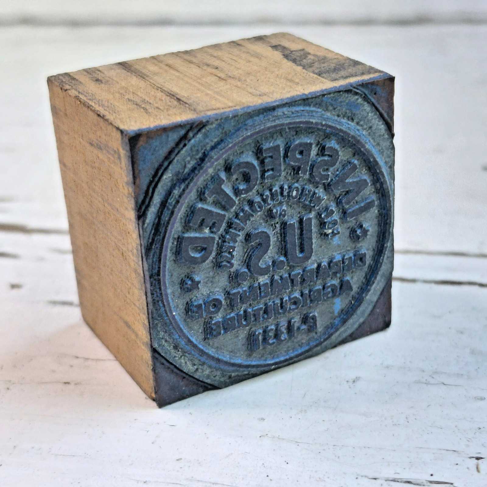 Vintage USDA Inspected For Wholesomeness Letterpress Printing Block P-1331