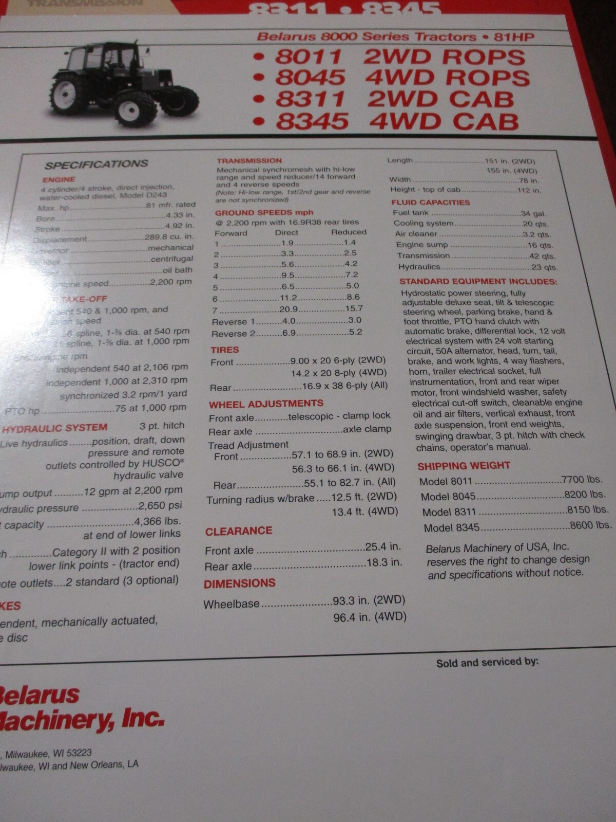 Belarus Tractors Sales/Specifications Brochures 7 items, Circa 1990&rsquo;s