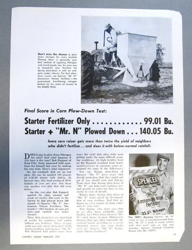 Original 1957 Fertilizer Ad Photo Endorsed Bob Ruppert of Iowa City Iowa