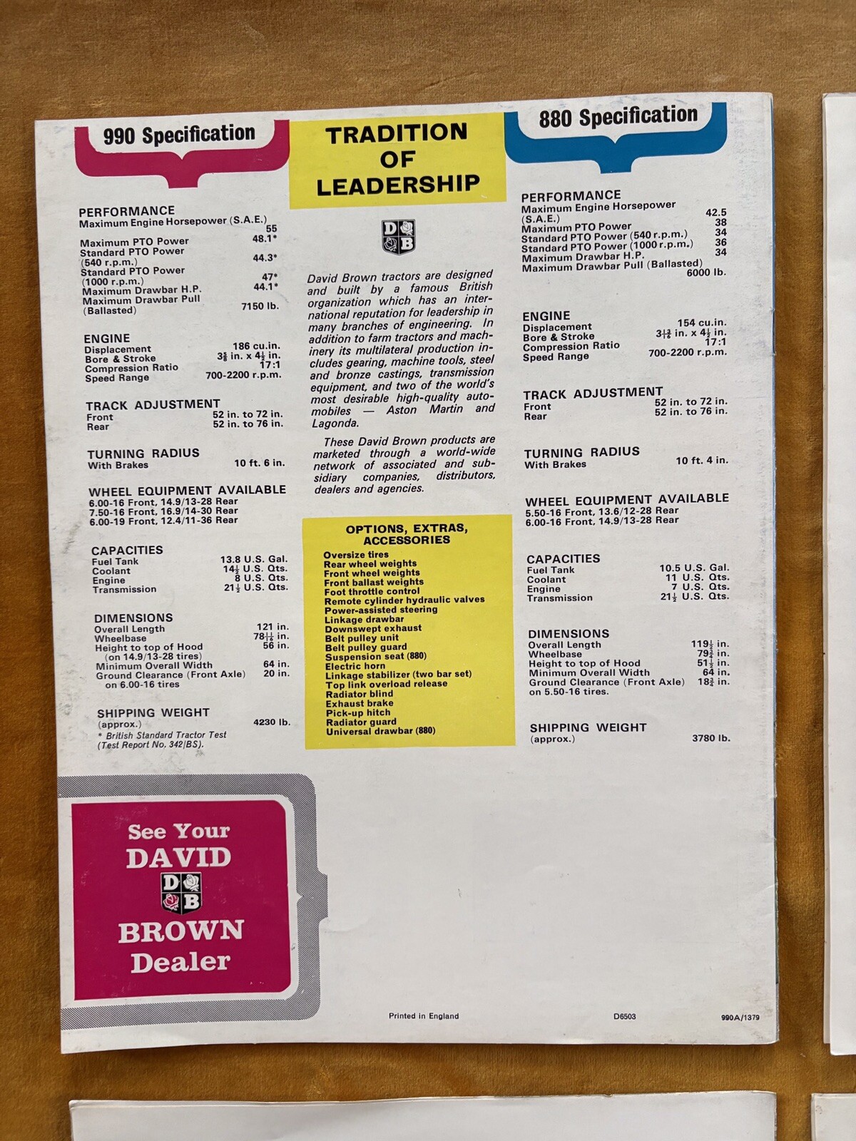 David Brown Diesel 990 880 Tractor Sales Brochure Lot of (4) 3-Plow 4-Plow
