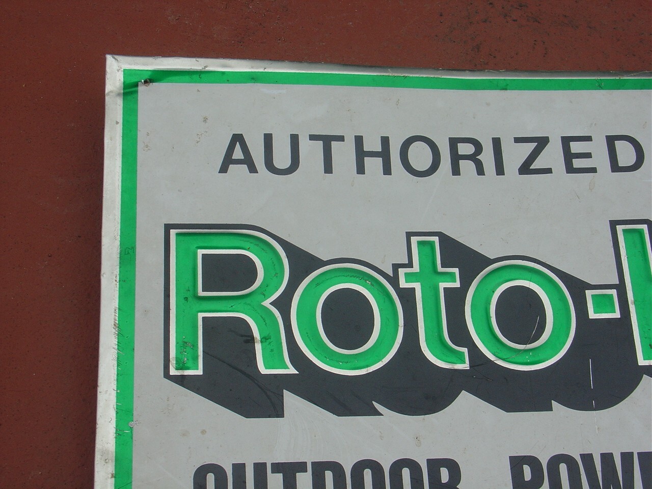 Vintage Roto-Hoe Outdoor Power Equipment Dealer Embossed Sign