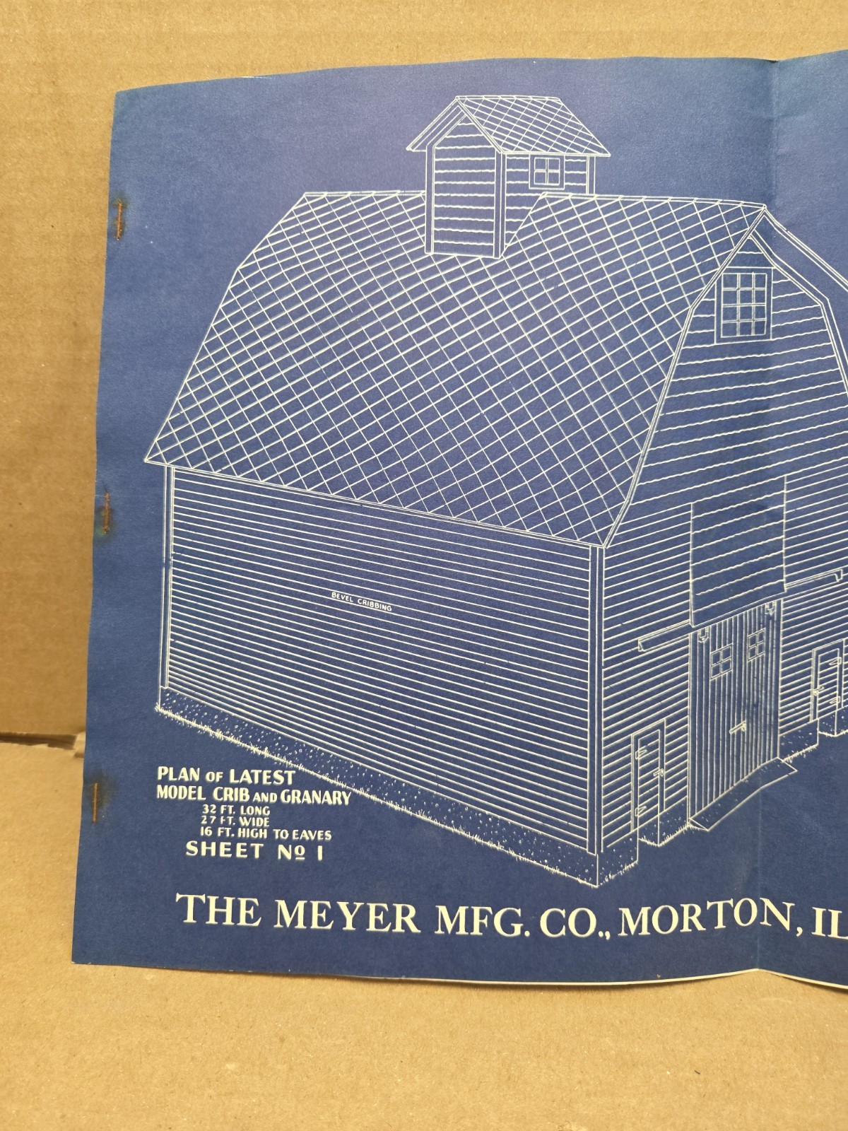 Vintage The Meyer MFG Co Morton IL Crib & Granary Plans Advertising Farm Barn