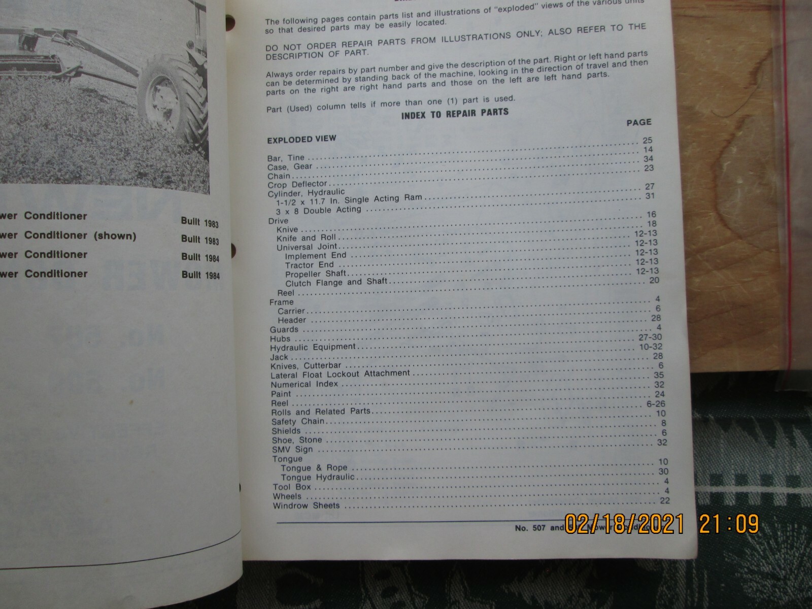 avco new idea repair parts list mower conditioners no. mc 25 1983