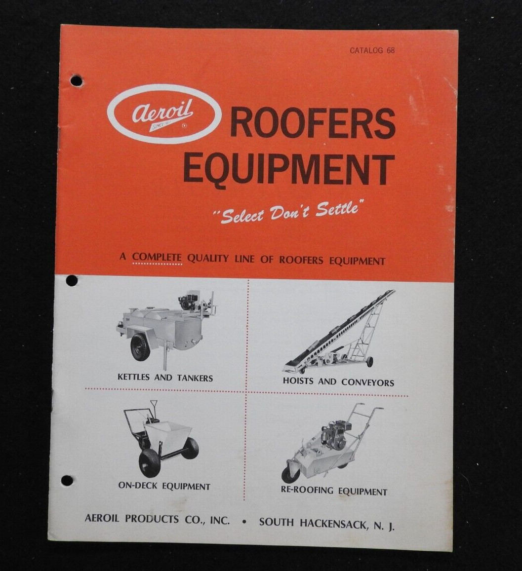 1968 Aeroil Products Co. « Roofers Equipment » Sales Catalog W/price Hackensack NJ