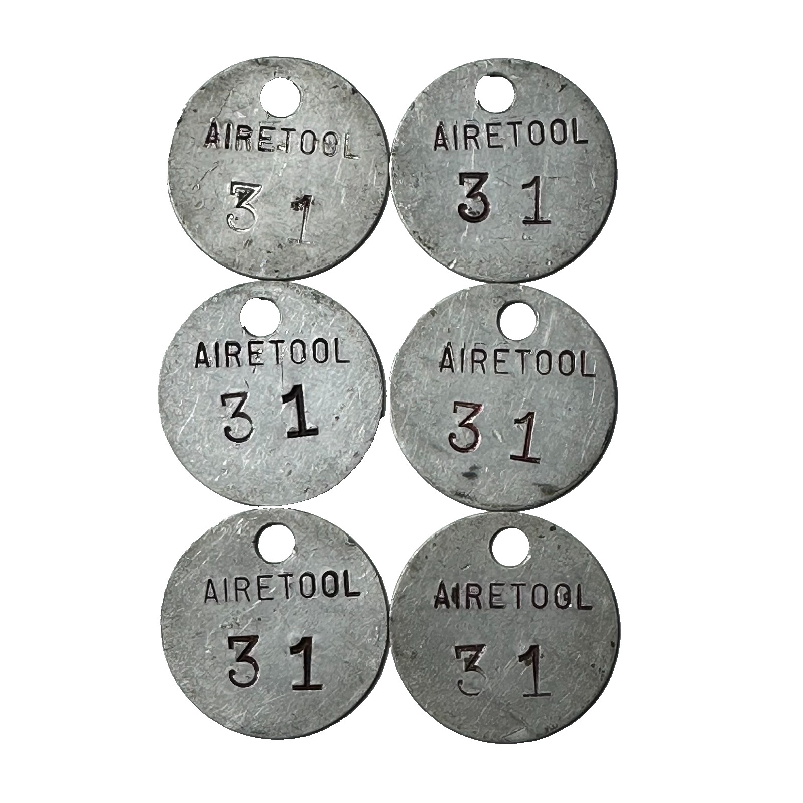 Airetool Metal ID Tag Tool Check Tag Vintage Metal 1.25&Prime; Tag LOT OF 6