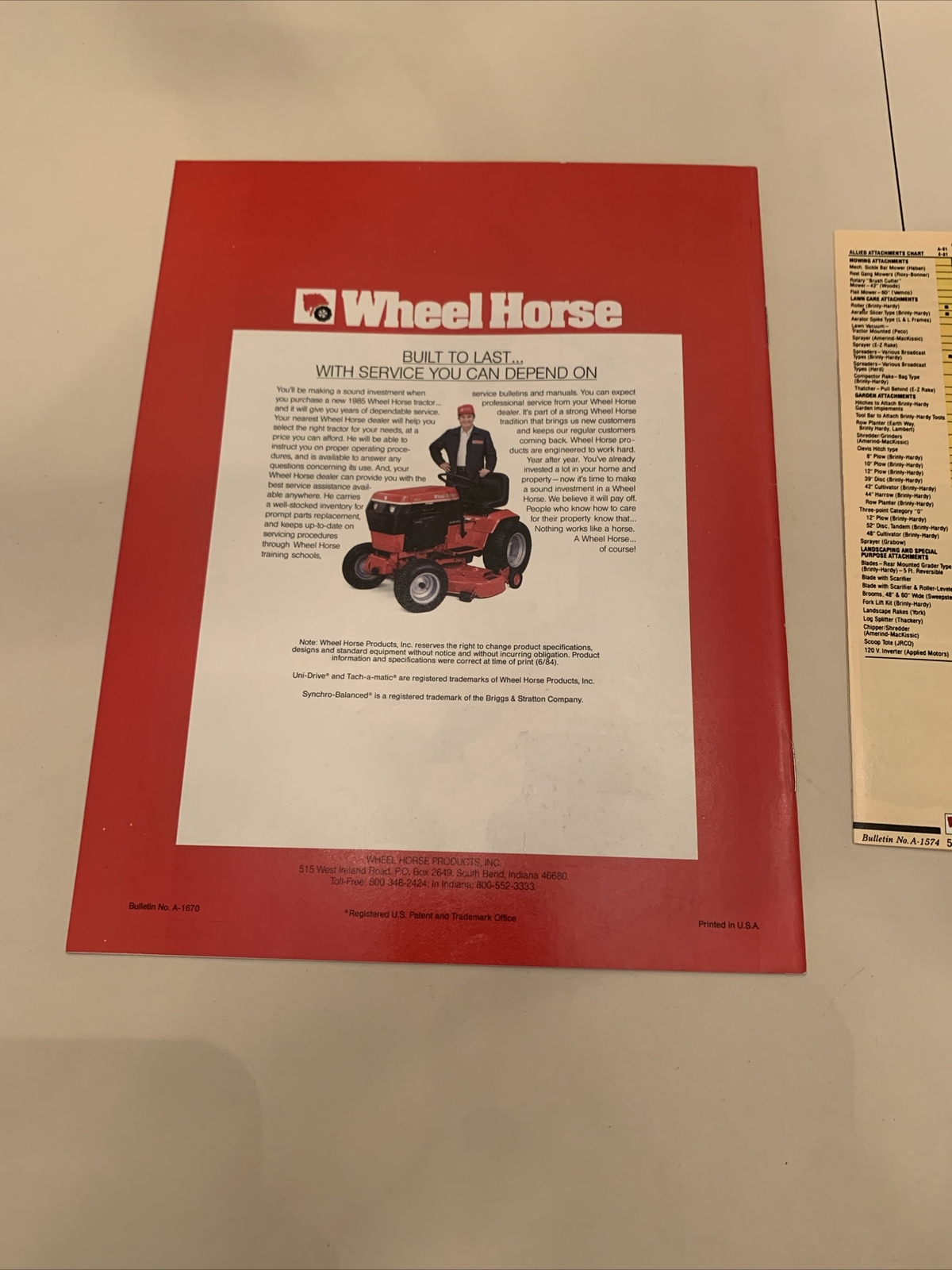 Lot of 3 Original NOS Wheel Horse Lawn & Garden Tractor Brochures-1980 & 1984