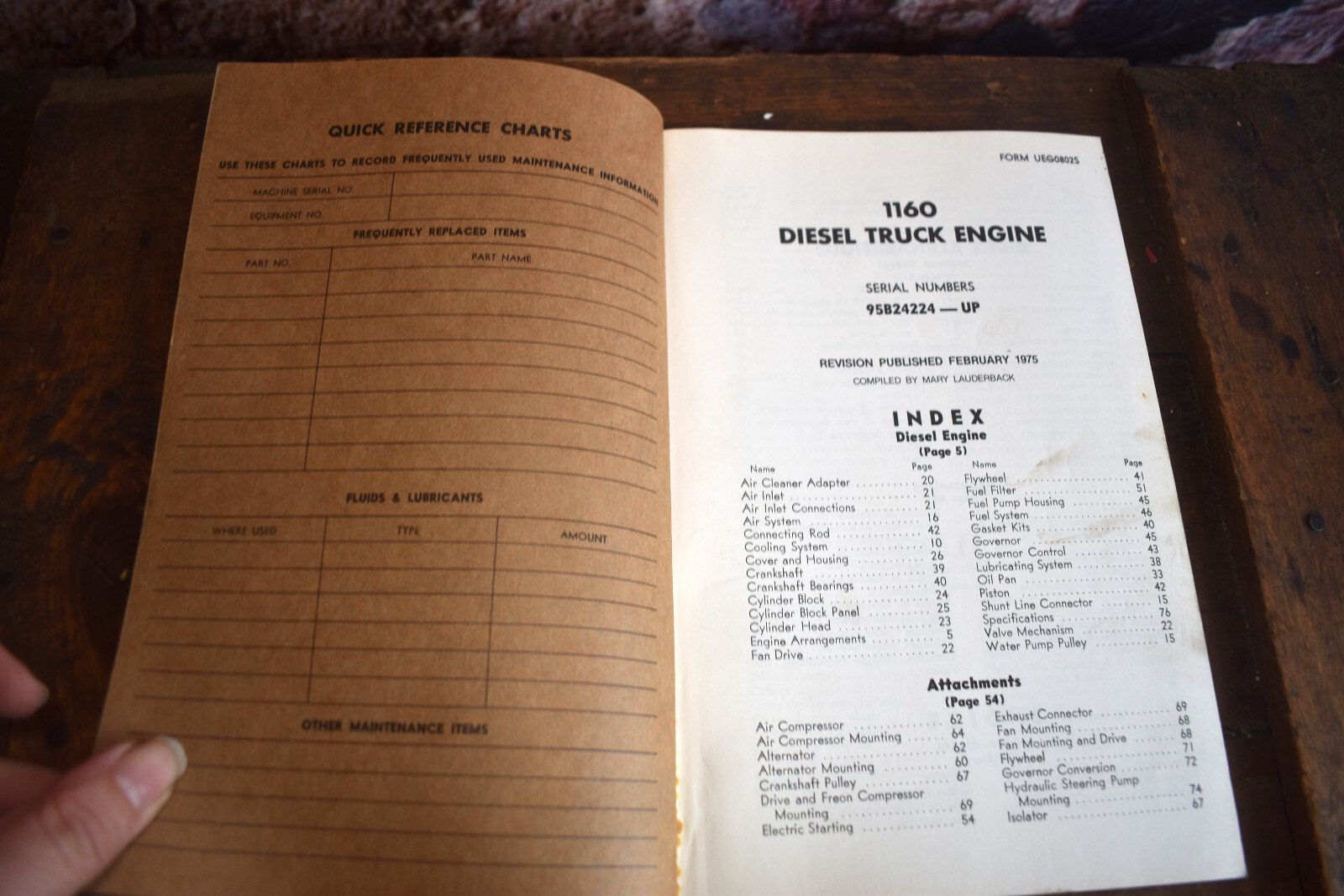 1975 Caterpillar 1160 Diesel Truck Engine Parts Book Catalog