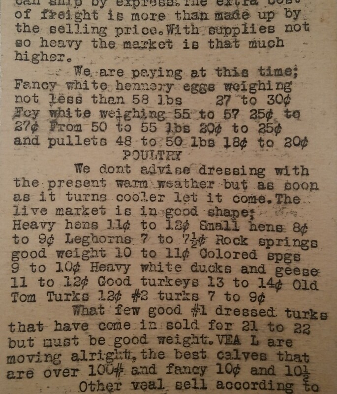 1933 H.J. Trumbull General Commission Merchants Poultry and Egg Prices Chicago