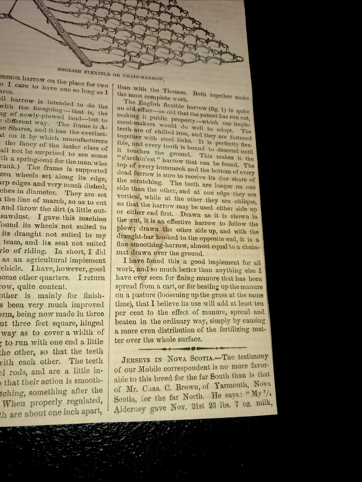 ORIGINAL 1872 Ogden Farm Harrows Engraving Advertising & Article – Rhode Island