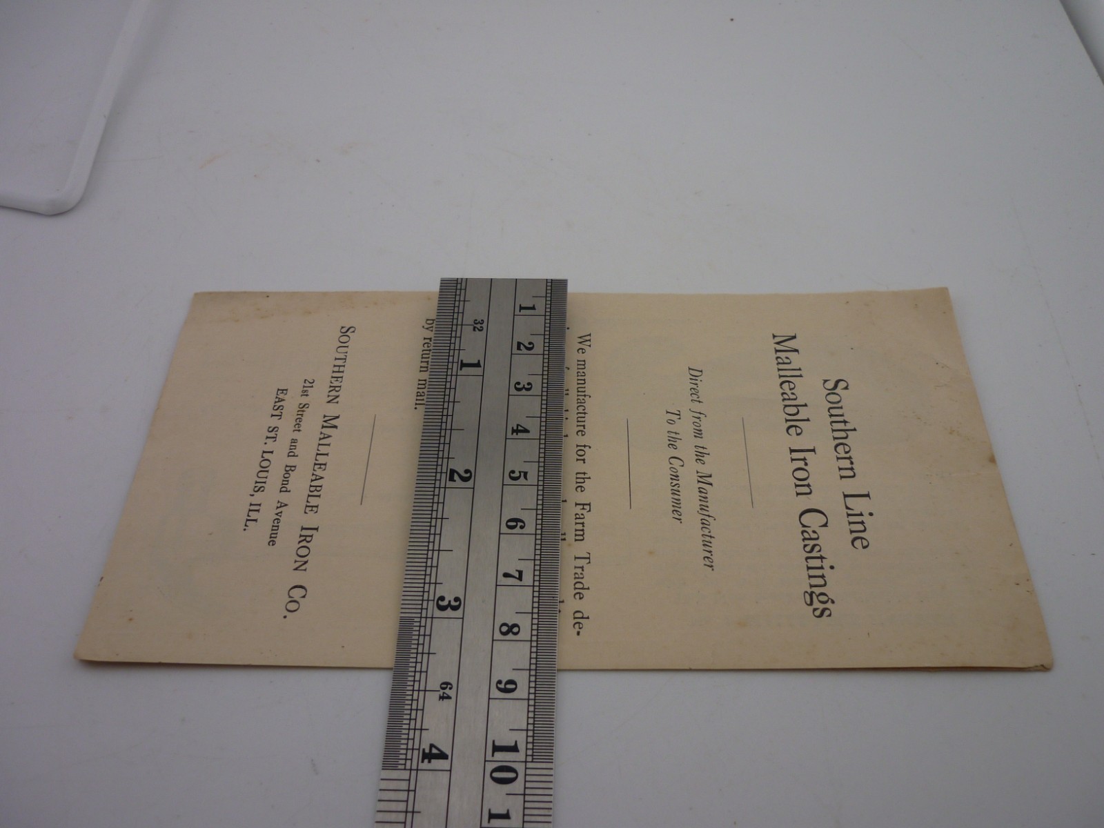 1920s Southern Malleable Iron Co Farm Hardware Trade Catalog Order Blank IL