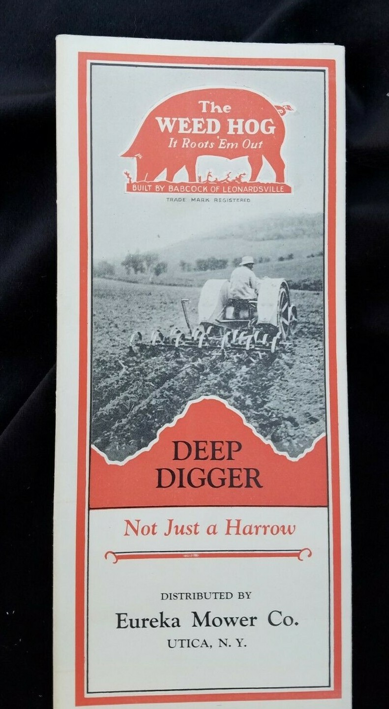 Old Farm Equipment Brochure Weed Hog Plow Harrow Babcock Mfg Leonardsville NY