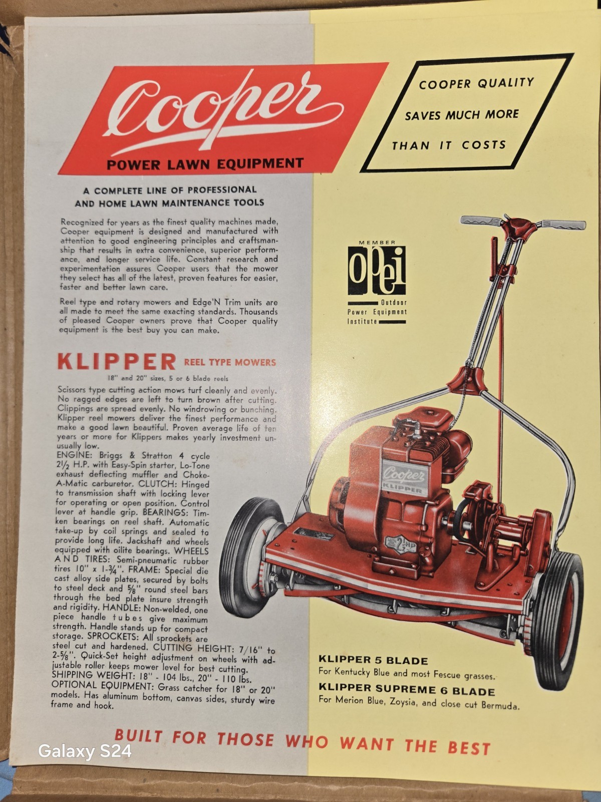 4 PG Copper Mfg Co Lawn Mower Catalog Brochure Klipper Marshalltown IA Vintage