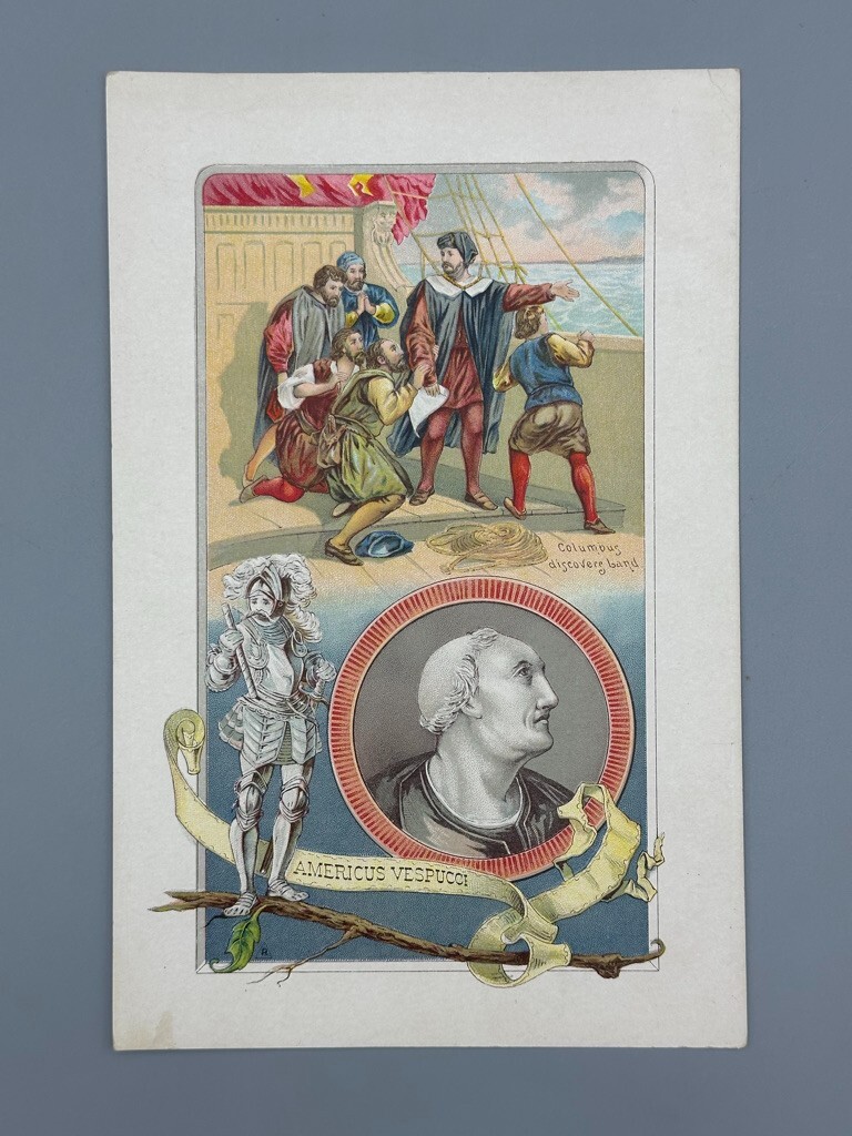 1880s EMERSON TALCOTT Farm Advertising DALLAS Texas TRADE CARD Vespucci Columbus