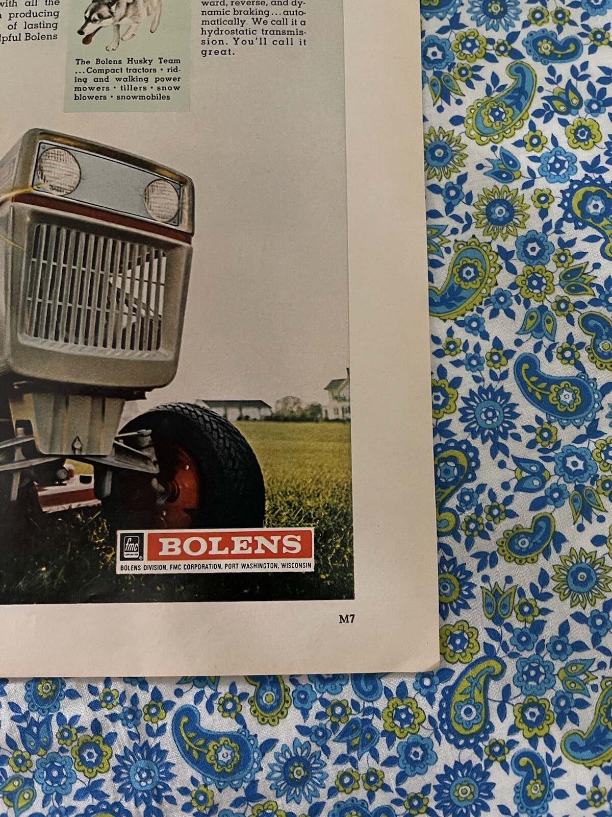 Vintage 1970 Bolens Big Tractor Print Ad Lawn Mower
