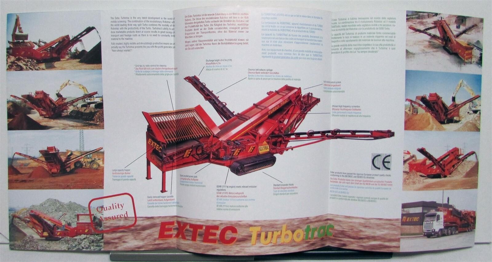 1998 Extec Turbo Trac Equipment Specification Construction Sales Brochure