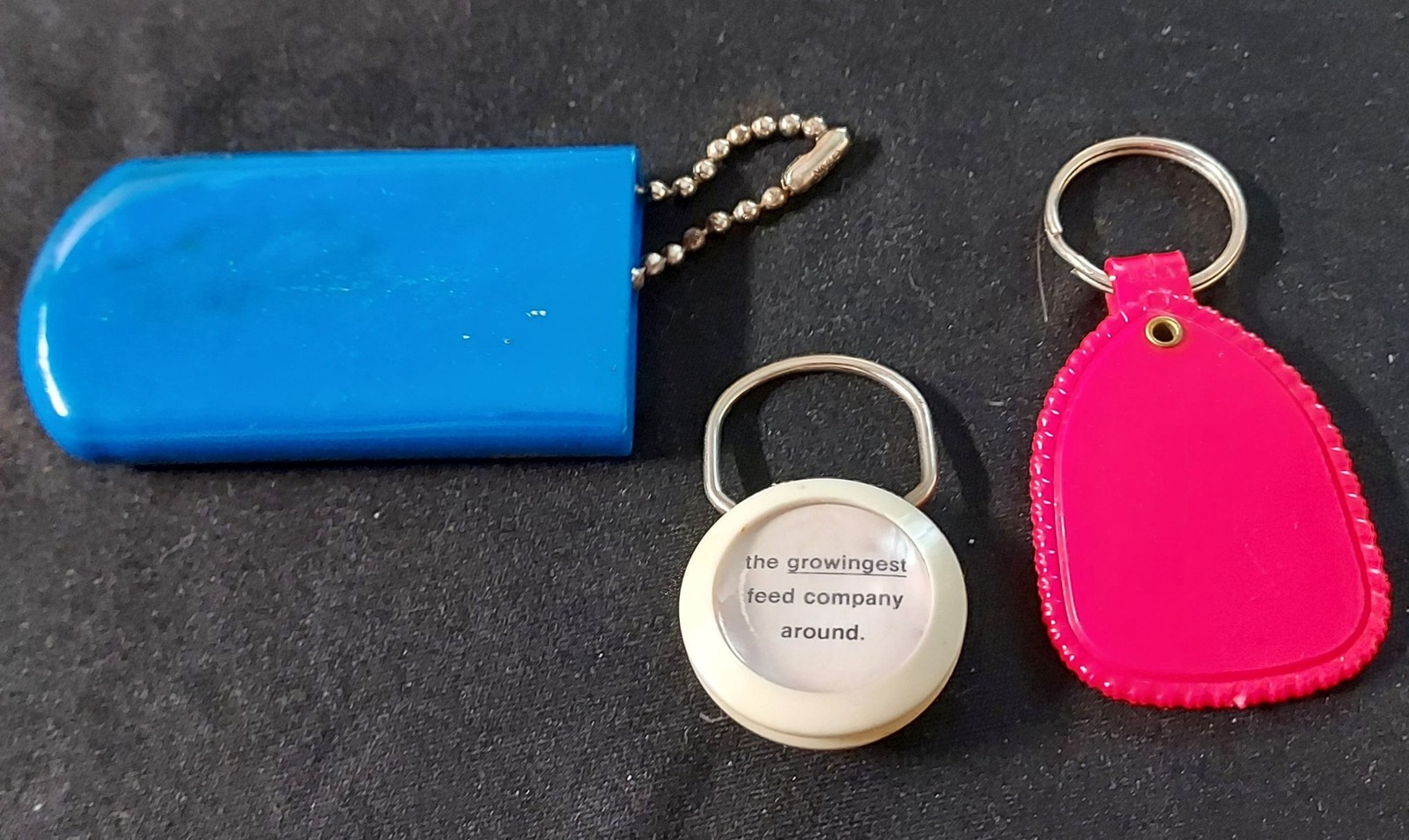 Vtg Adv Promo Deal of 3 Keyrings – Swisher Feed Svc, Formax, Fairforest Nursery