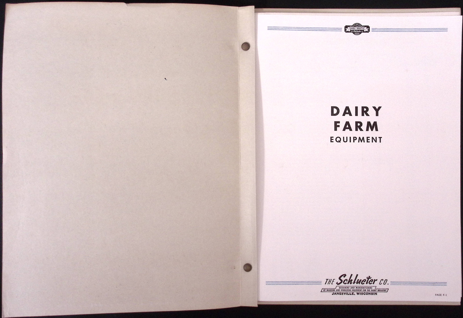 1952 Sani-Matic Washing Sterilizing Equipment for Dairy Plant & Farm Schlueter