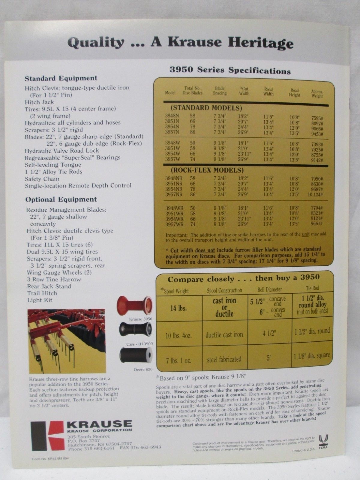 Krause Tandem Disc Harrow 3 Section 18-27 ft 3950 Series Flex Wing Brochure
