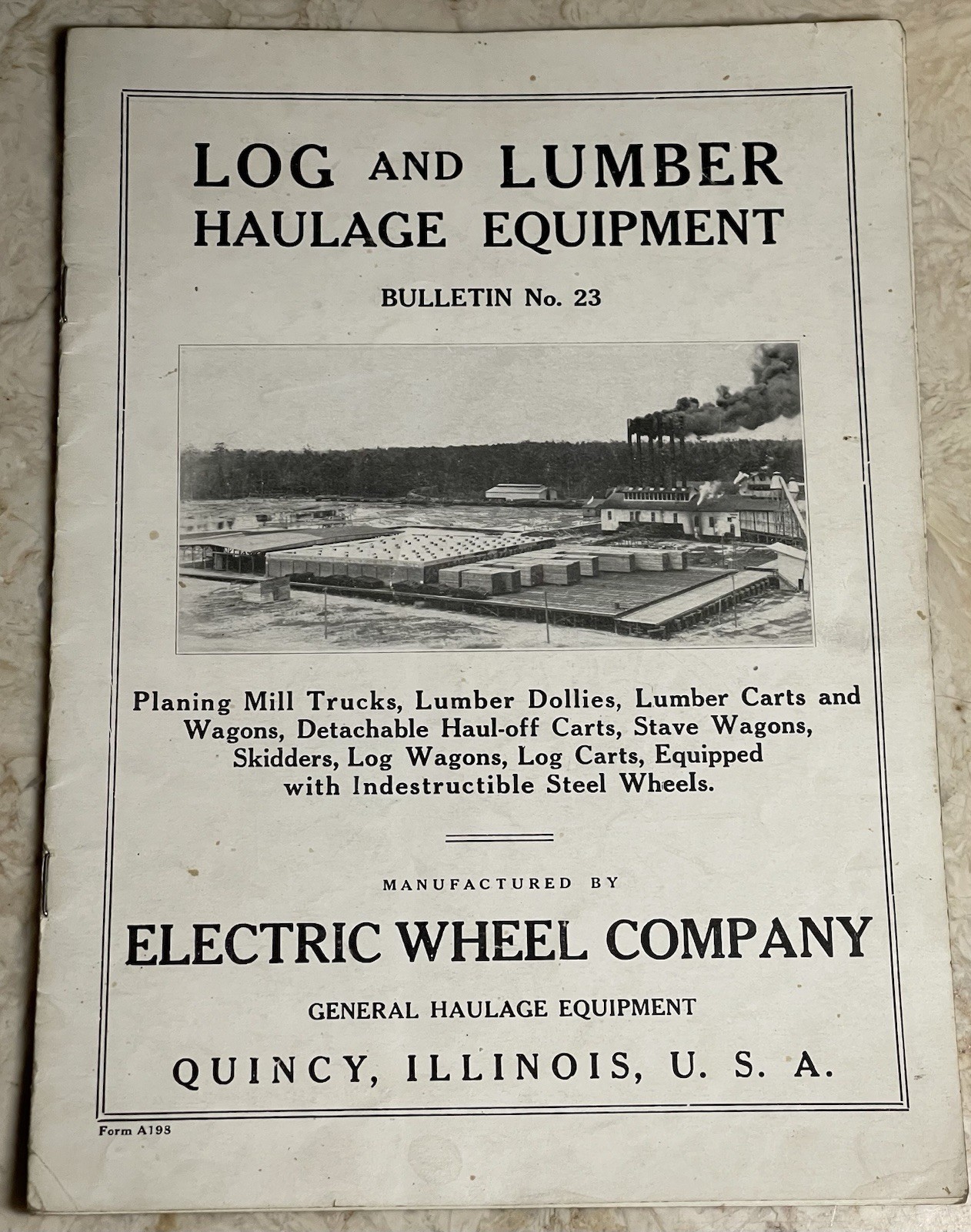 Log And Lumber Haulage Equipment Brochure Electric Wheel Company Quincy IL. 1920