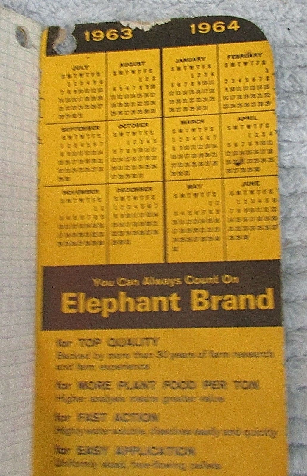 Old 1963-64 Elephant Brand Fertilizers Vintage Farmers Pocket Notebook