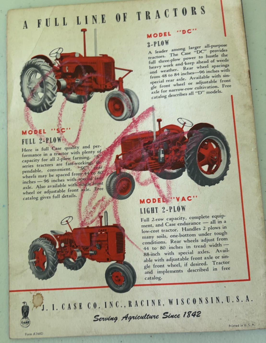 Case LA Series Tractors For 1948 Brochure DCPA26