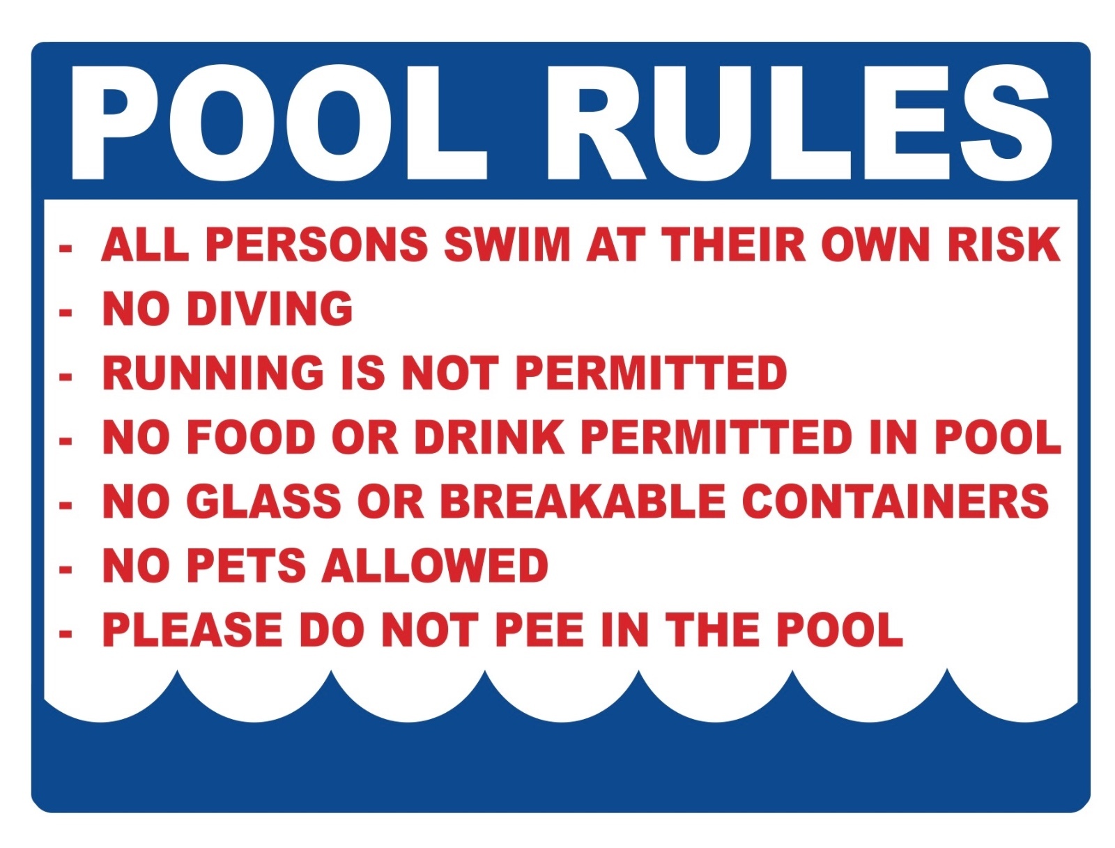 POOL RULES – SIGN- #PS-509/10…LARGE