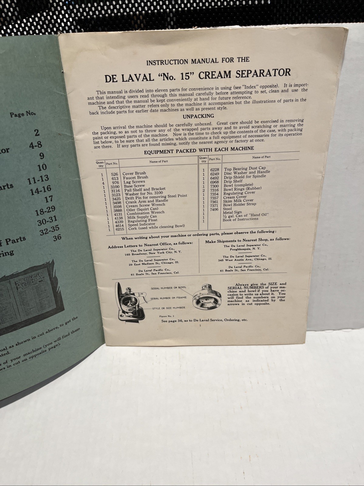 1920s De Laval No. 15 Cream Separator Operators Manual Dealer Brochure Farm