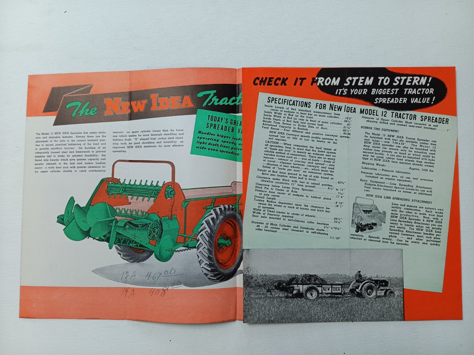 Model 12 New Idea Manure Spreader Equipment Sales Brochure Pamplet