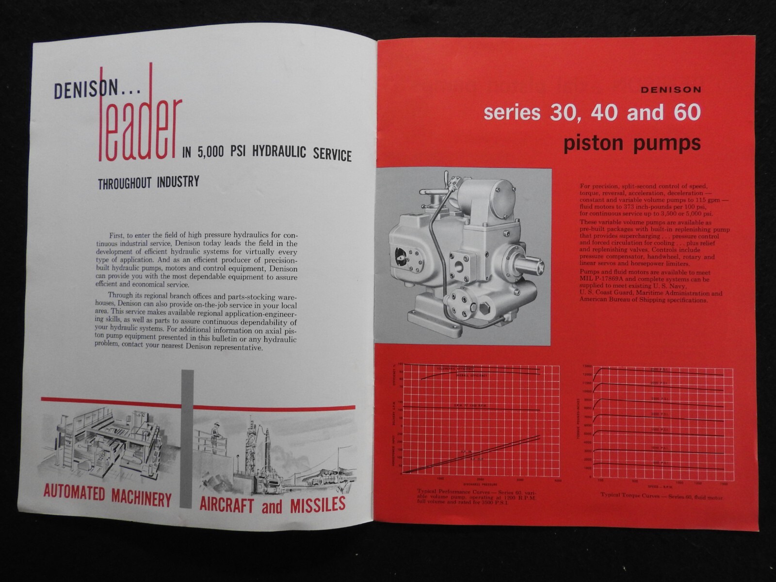 1950&rsquo;s Denison Axial Piston Hydraul Pumps Engineering Sales Brochure Columbus OH