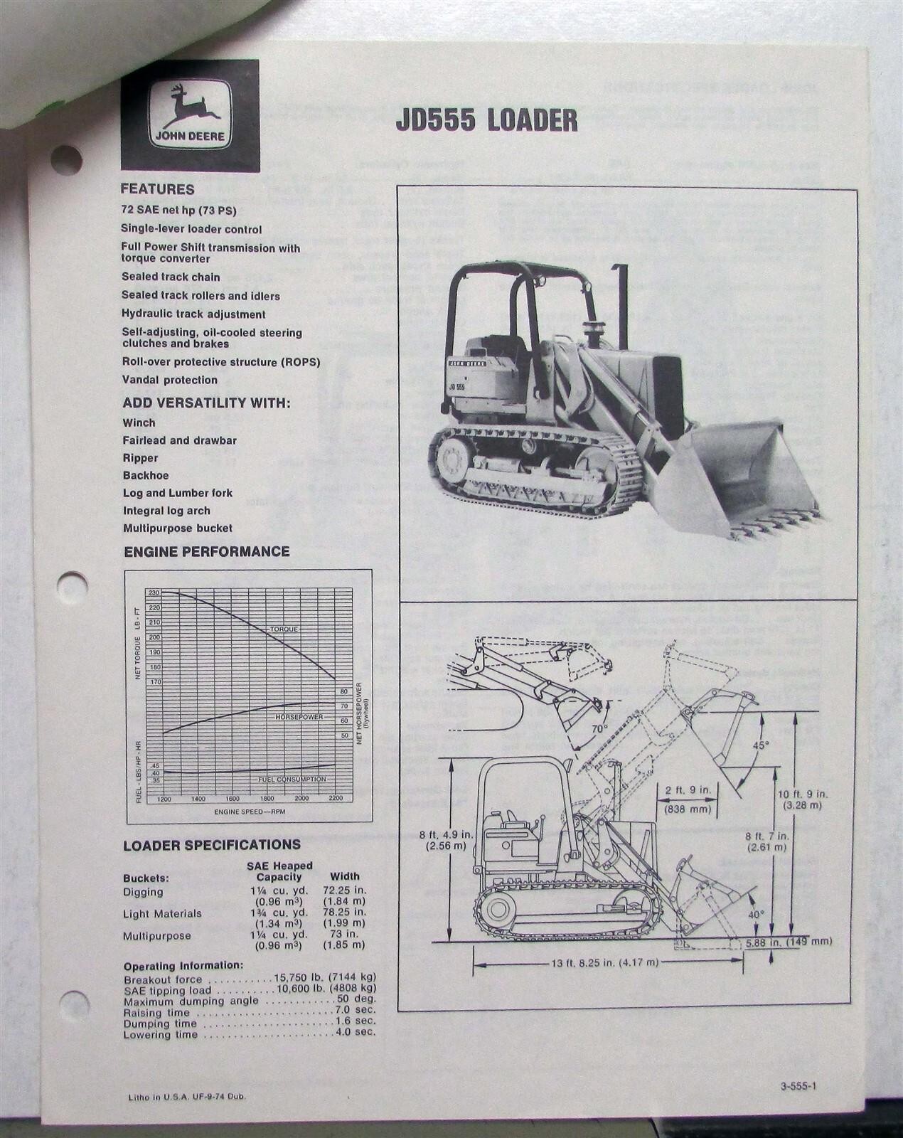 1975 Caterpillar Loader John Deere Specs Construction Competitive Information