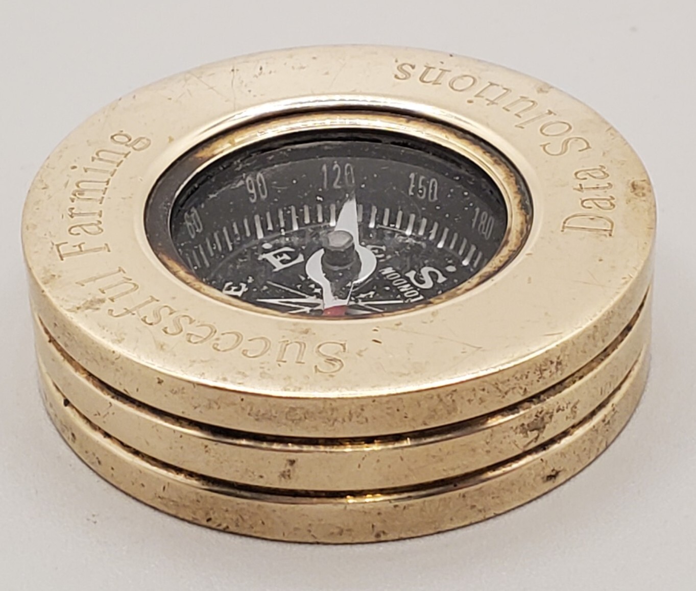 VTG Successful Farming Data Solutions Paperweight Compass Ag Advertising Brass