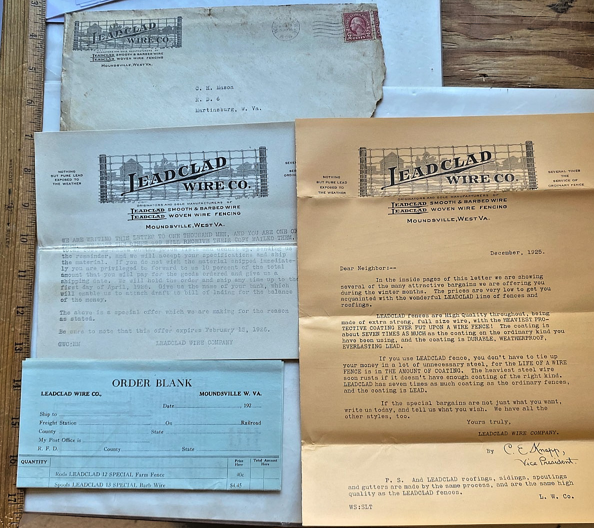 1926 Leadclad Wire Co. Moundsville, WV. Illus. Sales Liter. Envelope, Letterhead