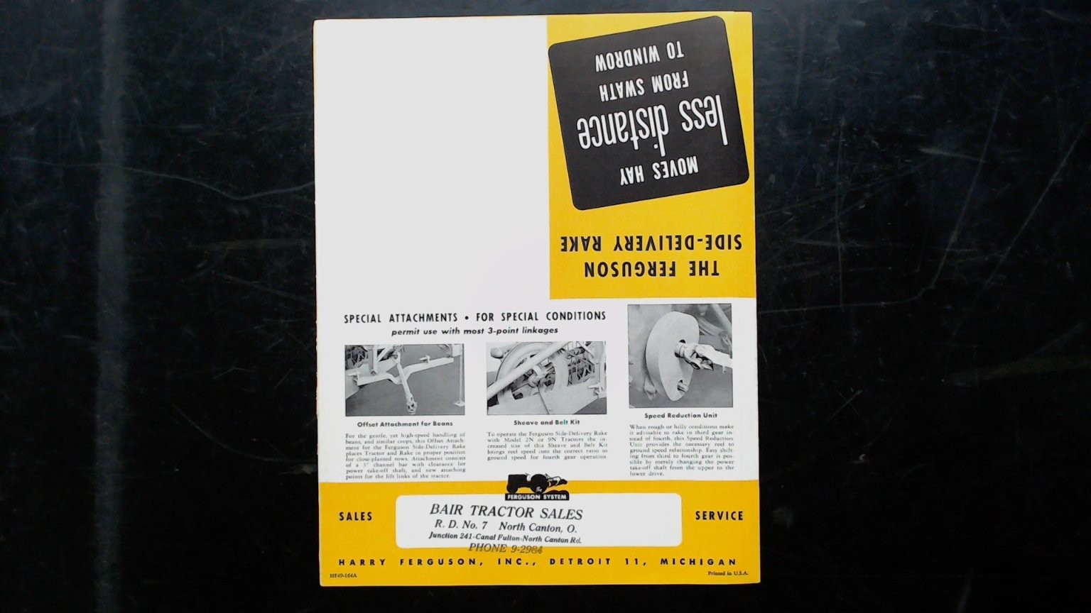 Ferguson Side-Delivery Rake Vintage Agricultural Brochure 1950s
