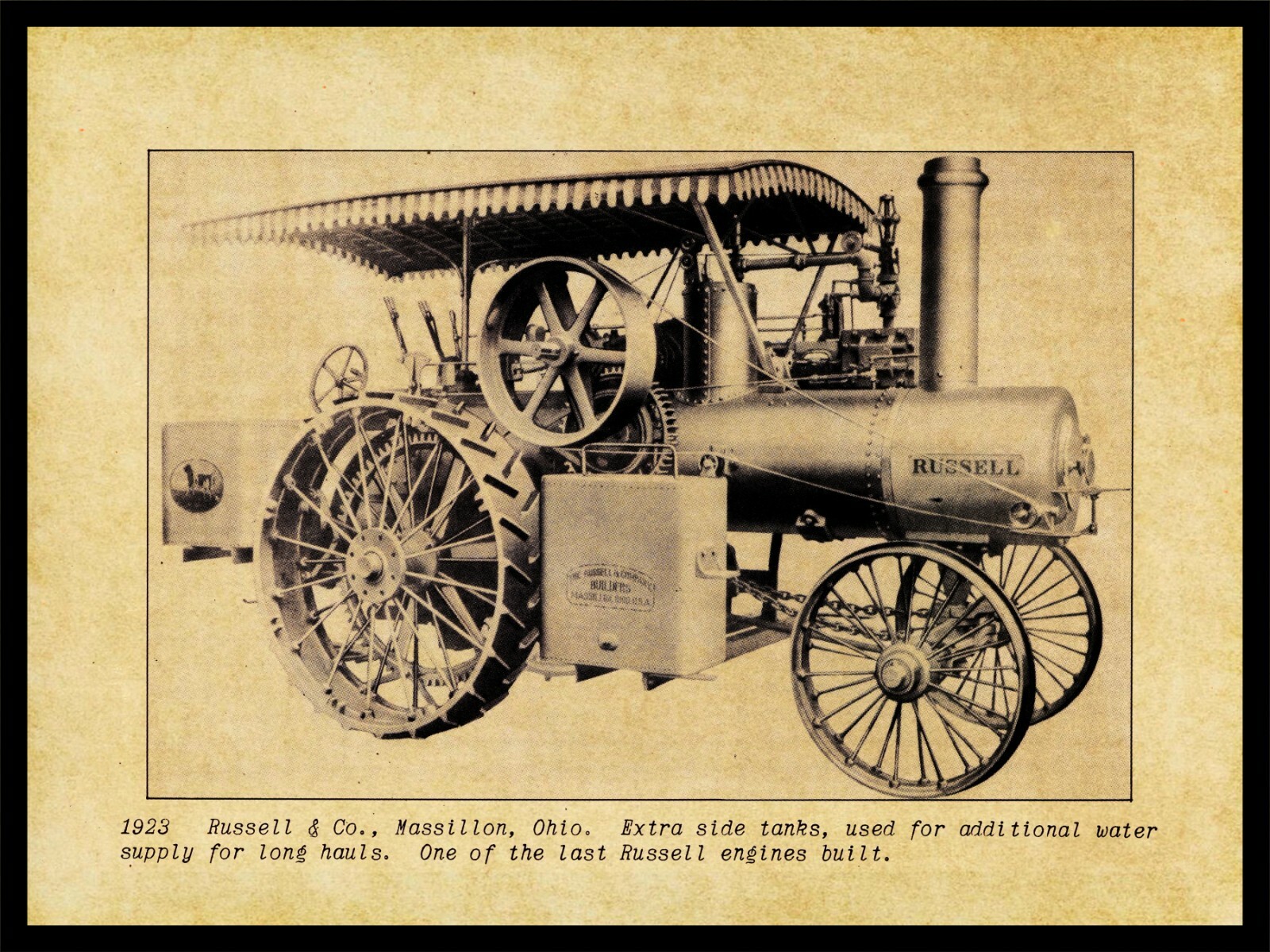 1923 Russell Traction Engine NEW Metal Sign: Massillon, OhiO