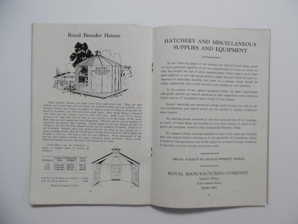 c.1940s Royal MFG. Co Poultry Supplies Hatchery Supply Catalog Brochure Vintage