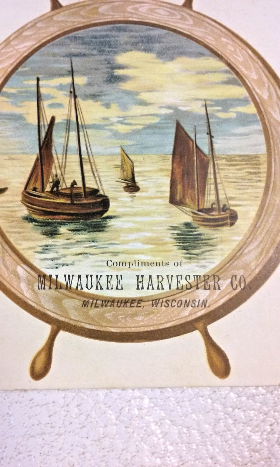 vintage Milwaukee Harvester Co. Nautical Scene Victorian Advertising Trade Card