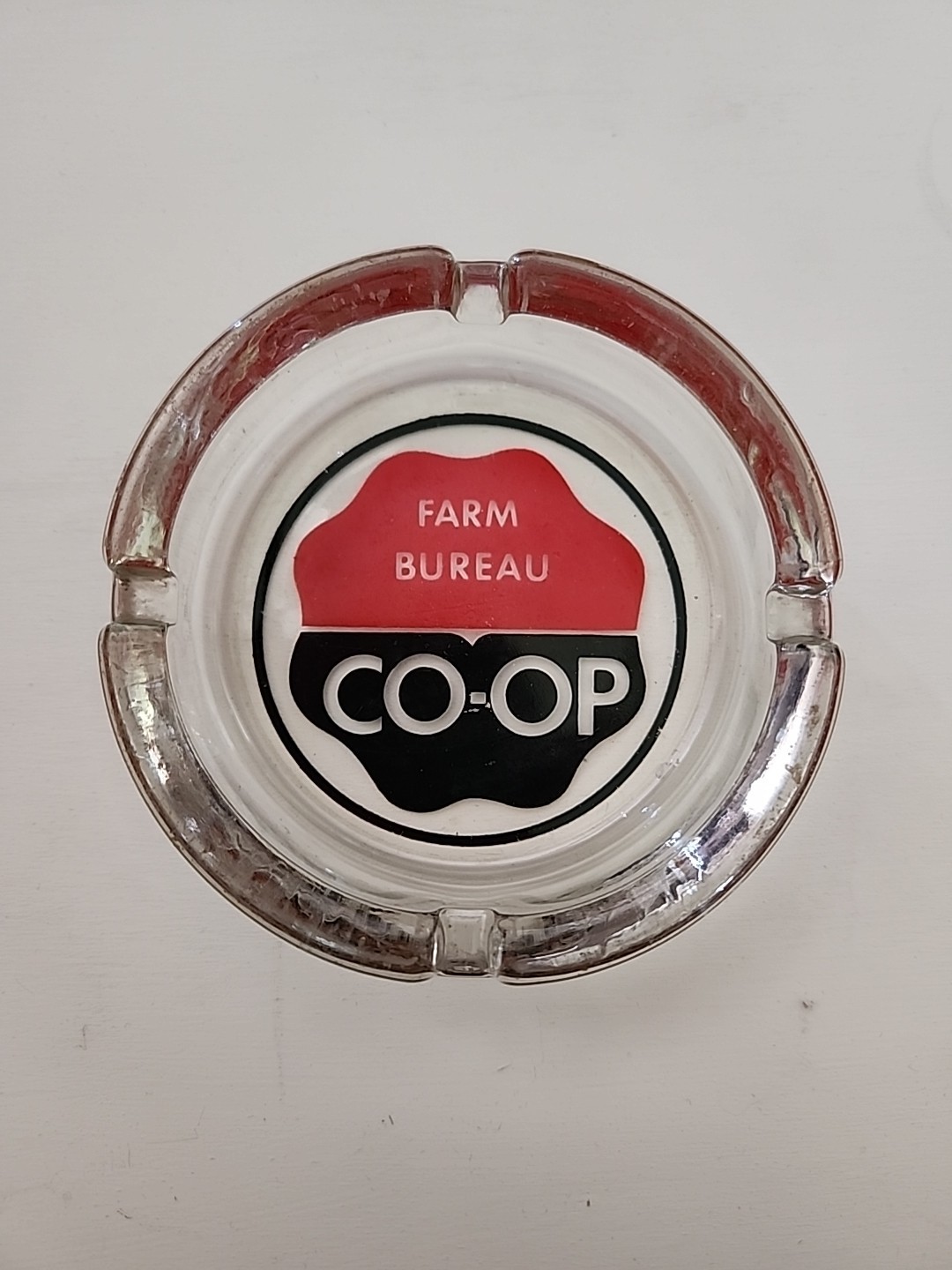 Vintage FARM BUREAU CO-OP Ashtray Insurance Farmer Crops Advertising Agriculture