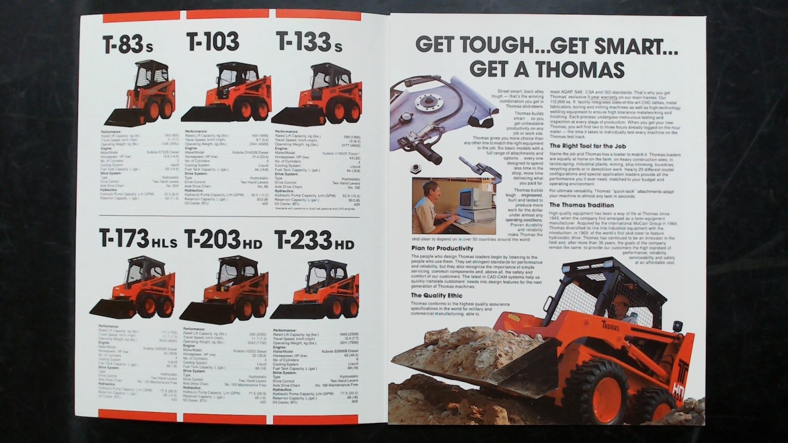 Thomas Skid Steer Loaders Brochure 1994 Agricultural Equipment Guide