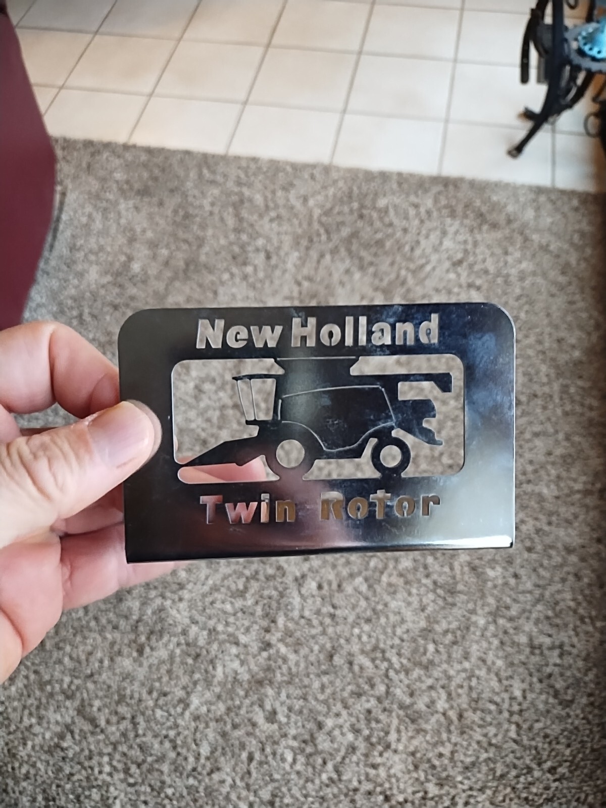 Vtg New Holland Twin Rotor Combine GRAND ISLAND PLANT Metal Emblem Sign Plate