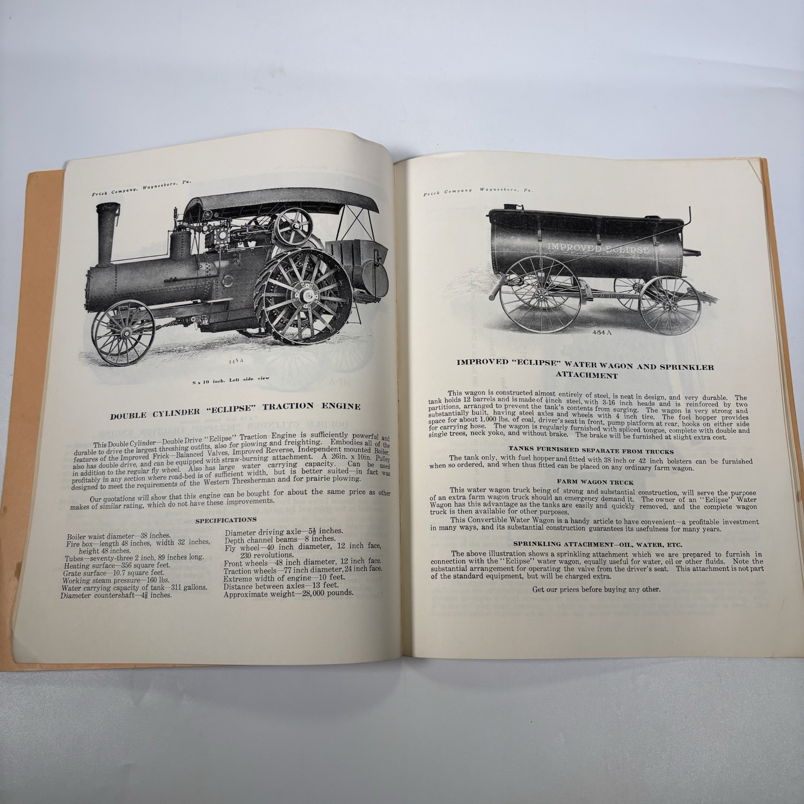 Vintage Frick Company Train Engines Threshing Saw Mill Machinery Catalog Reprint