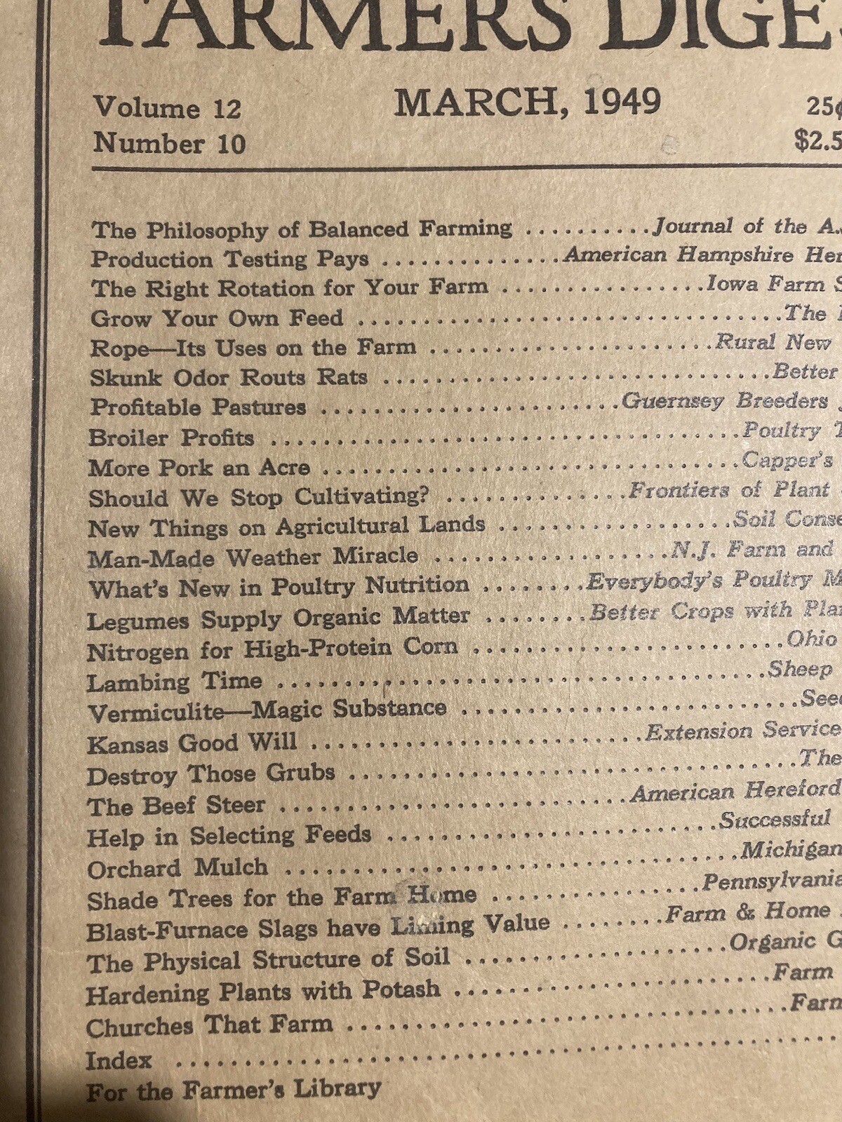 Farmers Digest Magazine March 1949 Lambs Orchard Mulch Kansas Good Will Pork